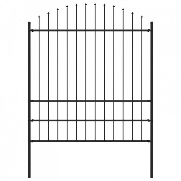 Panel ogrodzeniowy z grotami, stal, (1,75-2) x 1,7 m, czarny