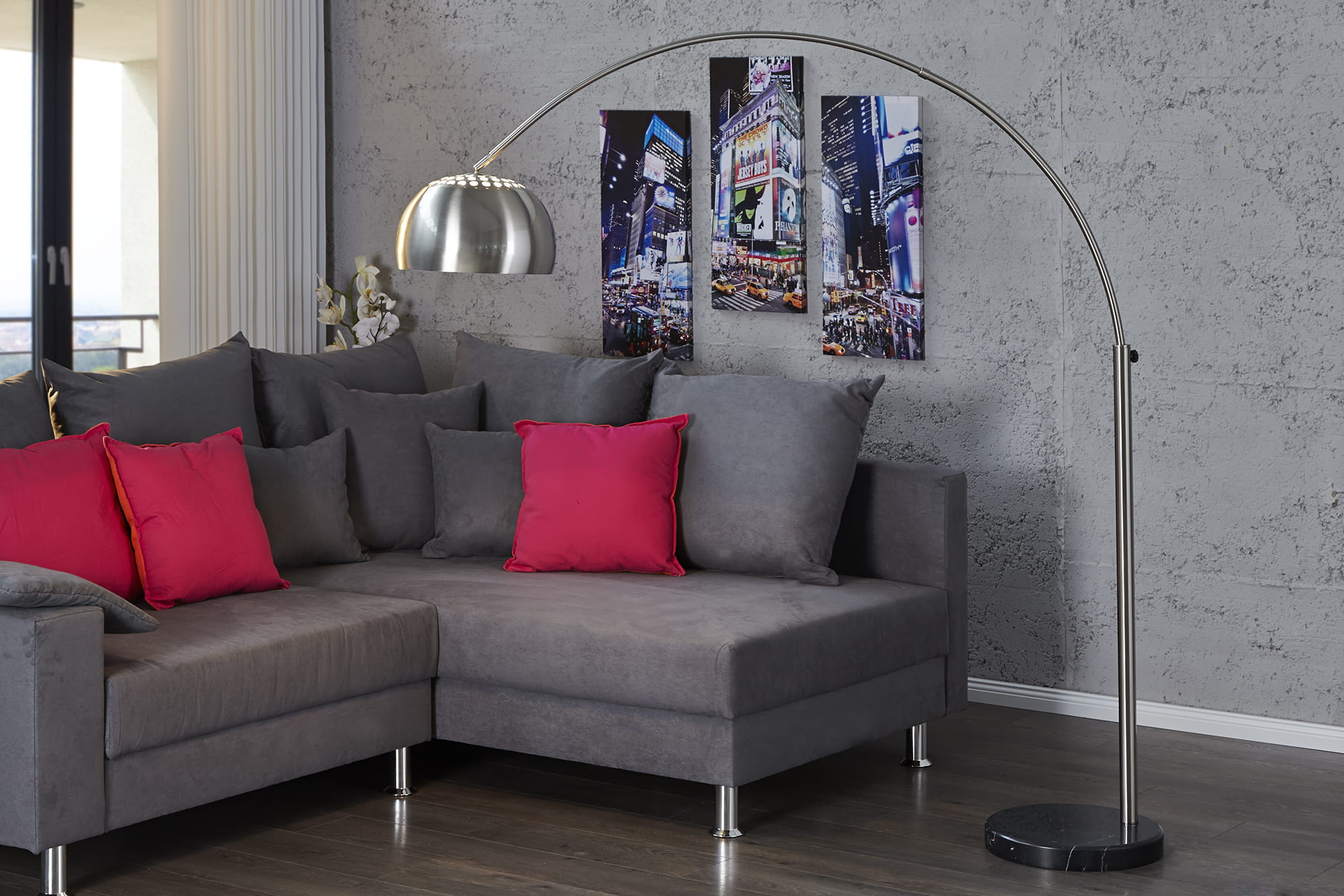 Lampa podłogowa Bowl 170-210 cm metaliczny