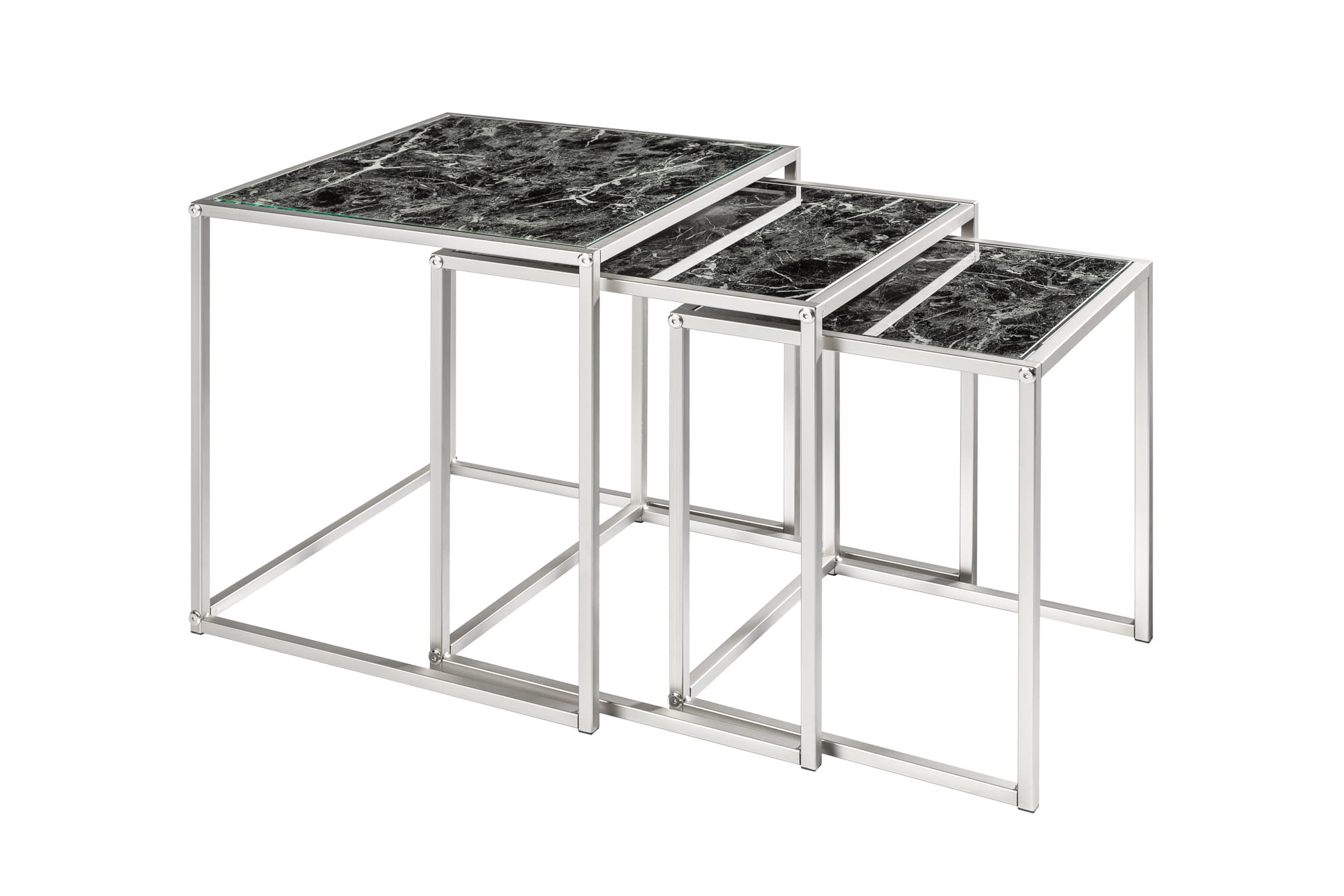 Stolik kawowy New Tetris zestaw trzech szklany czarny Invicta