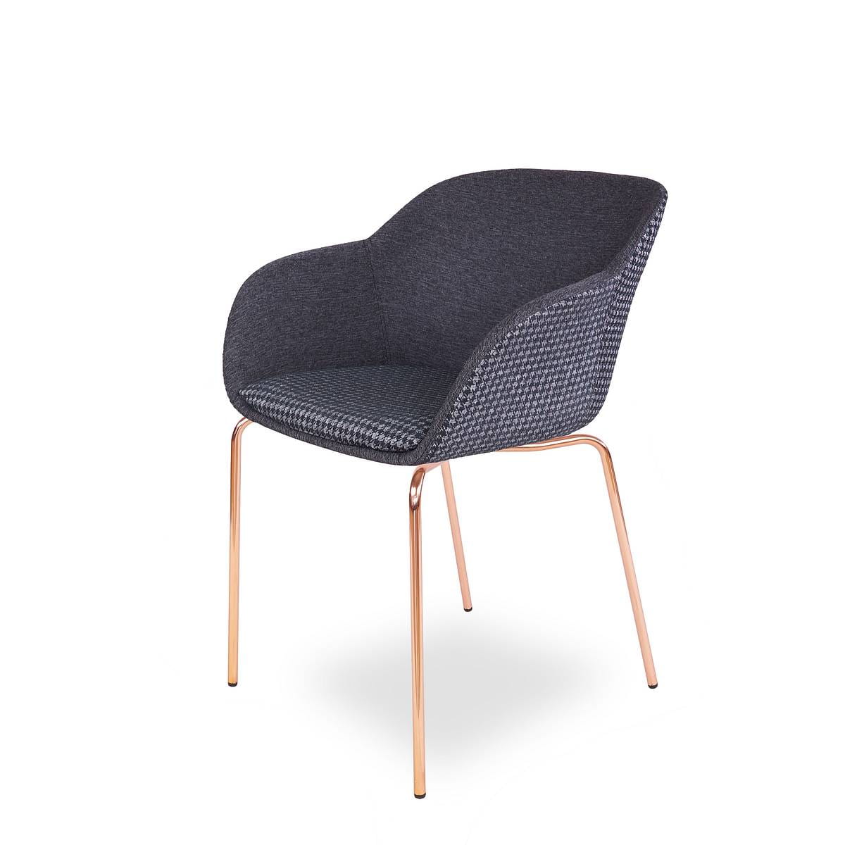 Krzesło tapicerowane Shell pepitka ciemny szary