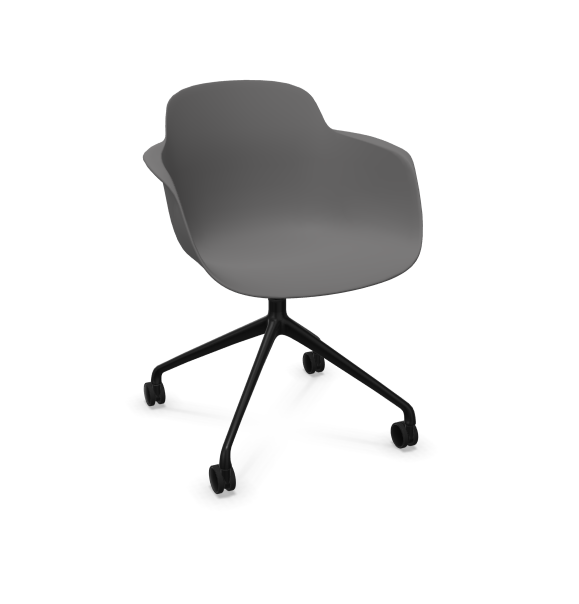 Krzesło obrotowe Sicla na kółkach, rama Matt Black, siedzisko do wyboru - Infiniti Design
