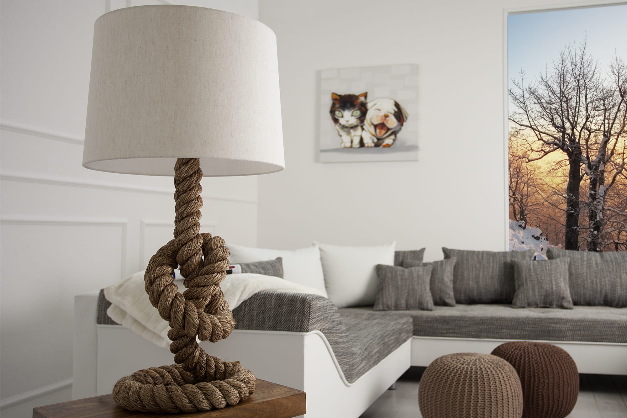 Lampa podłogowa Clifs 85 cm kremowa