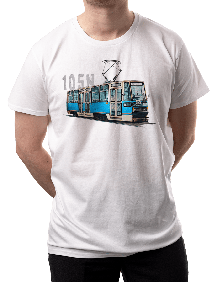 Konstal 105N — koszulka (Kolor koszulki: biały; Rozmiar: L (męska); Rodzaj nadruku: Konstal 105N)