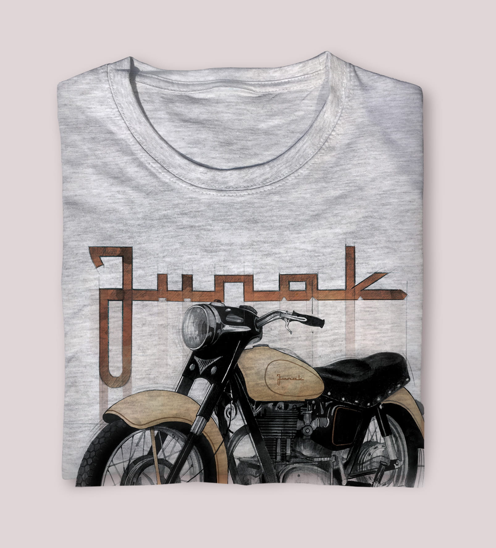 Junak M10 — koszulka (Kolor koszulki: jasnoszary melanż; Rozmiar: 9 - 11 lat; Rodzaj nadruku: Junak M10)