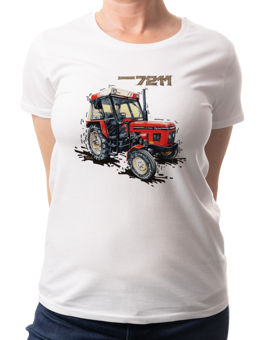 Zetor 7211 — koszulka (Kolor koszulki: biały; Rozmiar: L (damska); Rodzaj nadruku: Zetor 7211)
