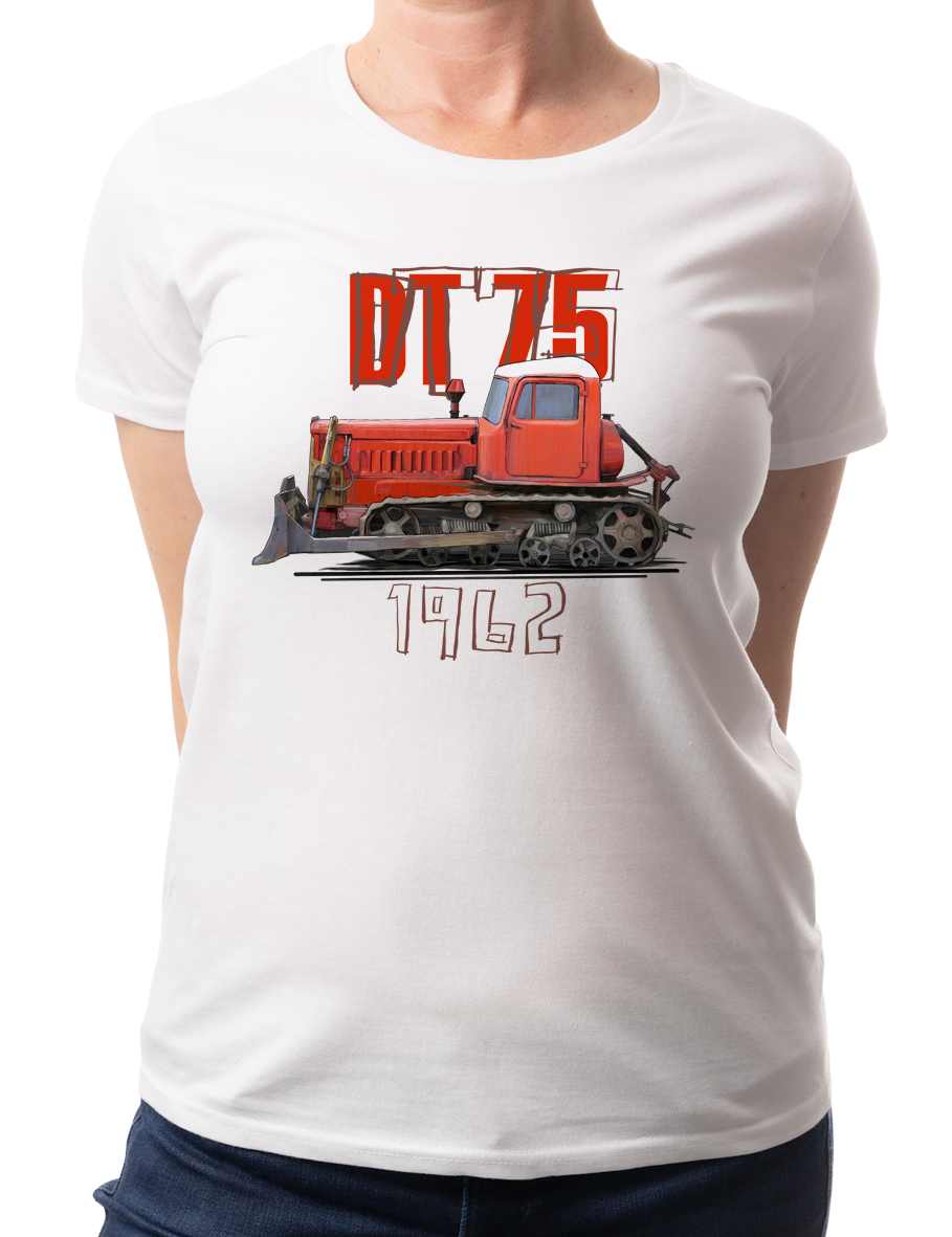 DT-75 — koszulka (Kolor koszulki: biały; Rozmiar: S (damska); Rodzaj nadruku: DT-75)