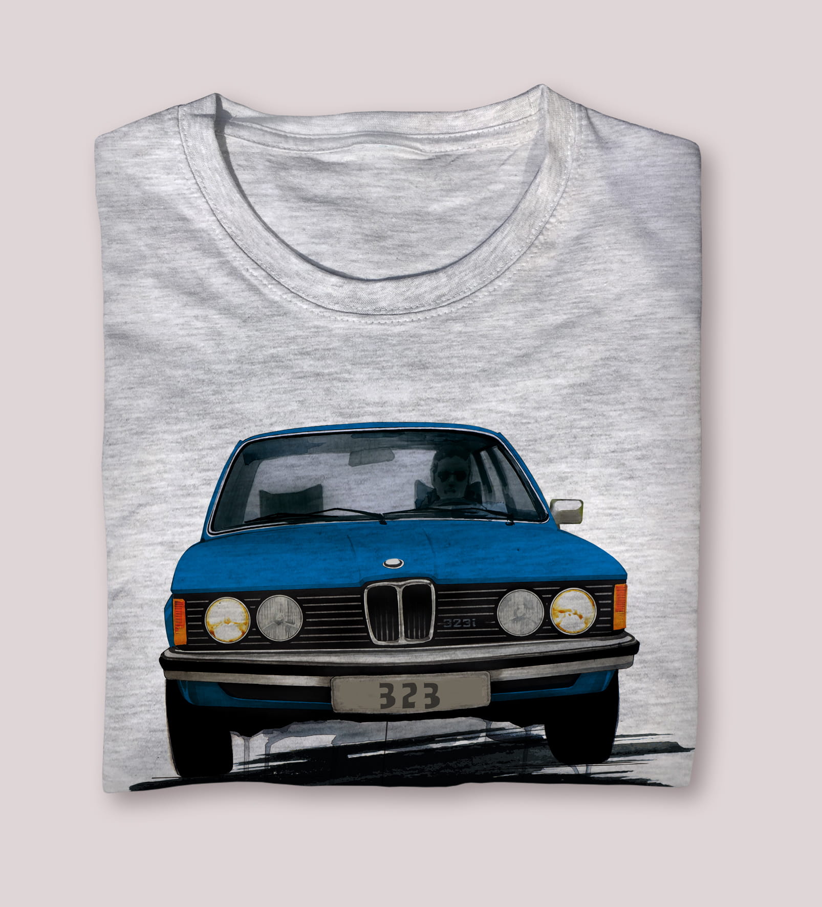 BMW 3 — koszulka (Kolor koszulki: jasnoszary melanż; Rozmiar: XL (męska); Rodzaj nadruku: BMW 3)