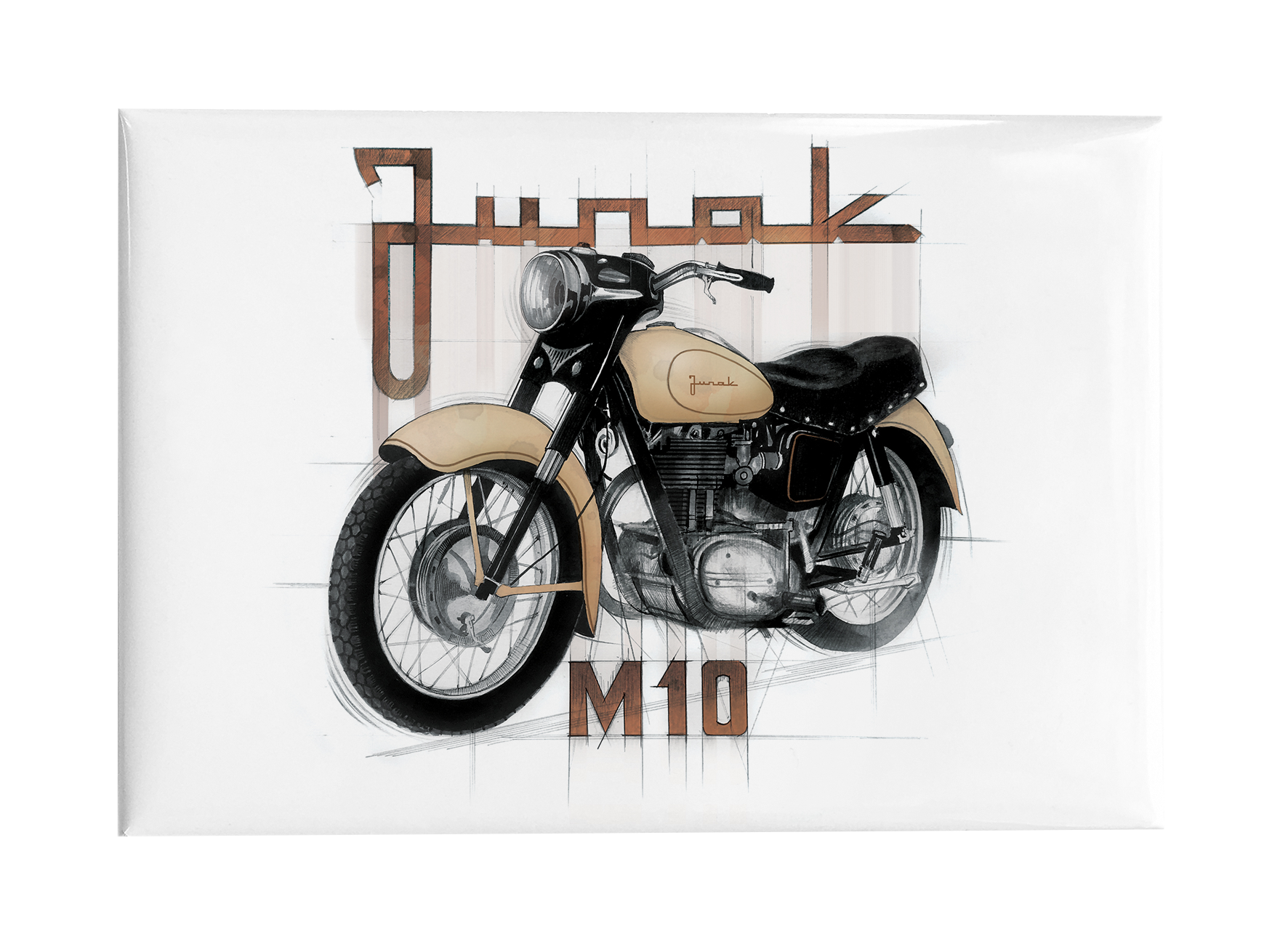 Junak M10 — magnes (Kolor nadruku: beżowy; Rodzaj nadruku: Junak M10)