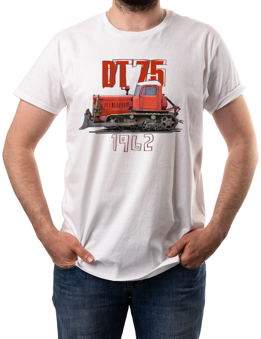 DT-75 — koszulka (Kolor koszulki: biały; Rozmiar: 3XL (męska); Rodzaj nadruku: DT-75)
