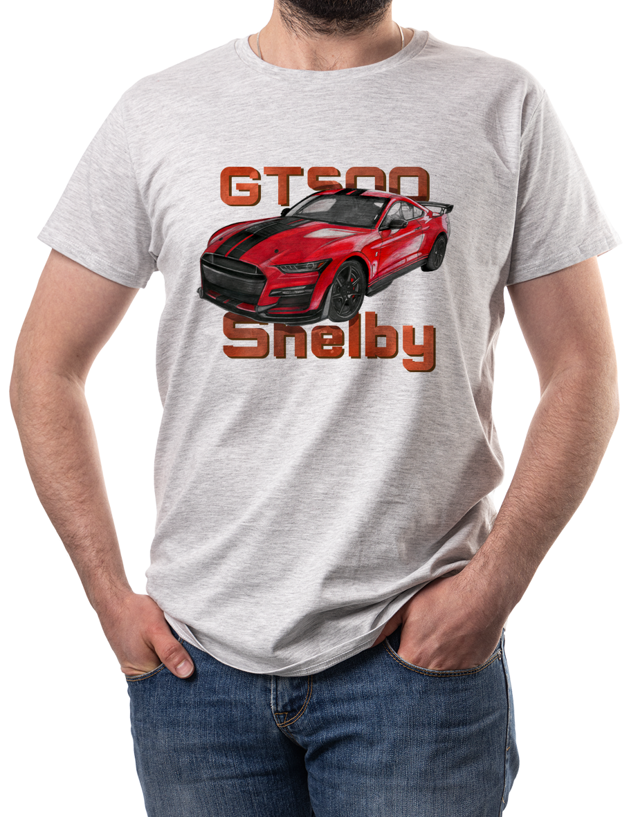 Ford Mustang Shelby — koszulka (Kolor koszulki: jasnoszary melanż; Rozmiar: 12 - 14 lat; Rodzaj nadruku: Ford Mustang Shelby)