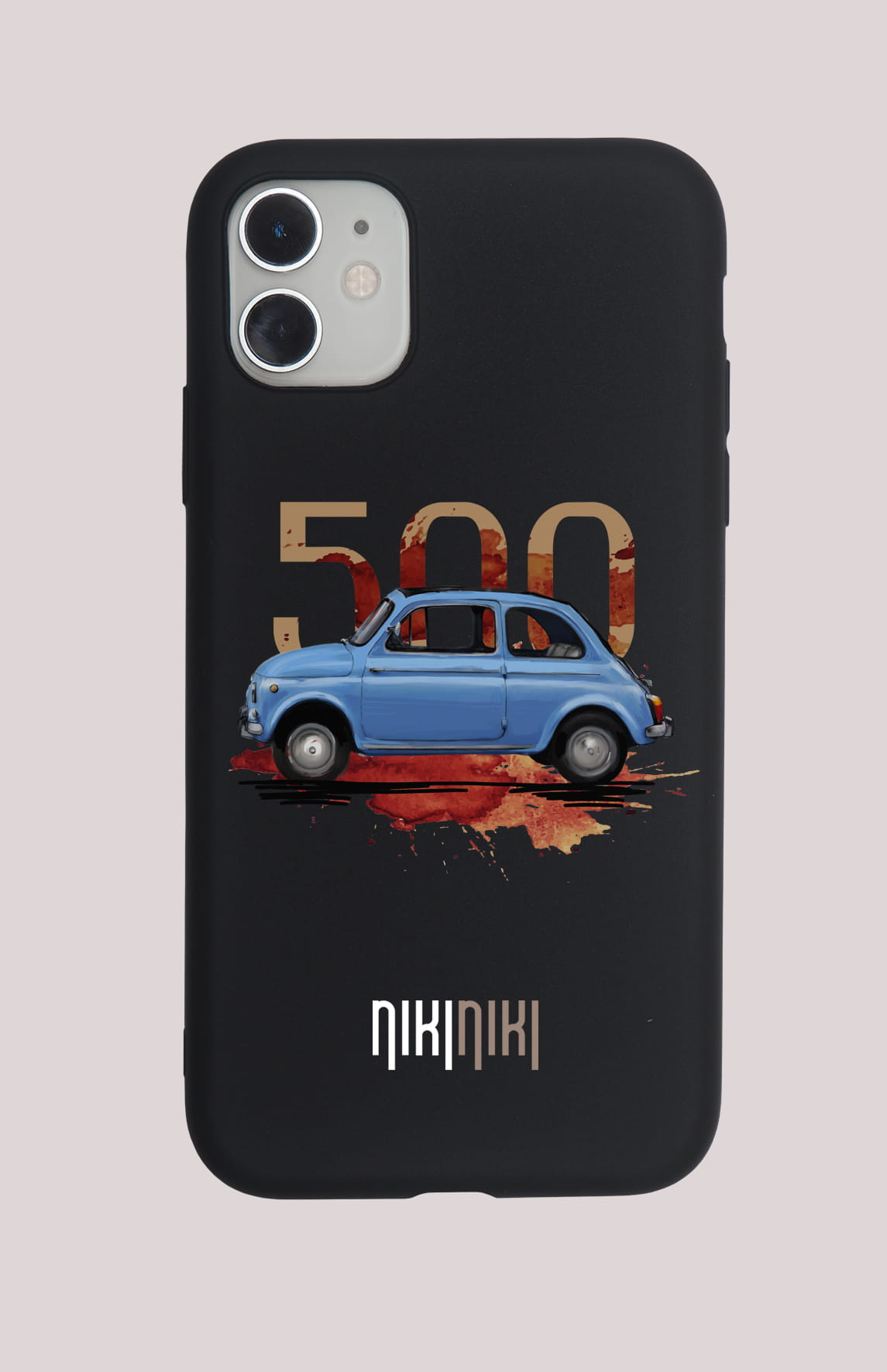 Fiat 500 — etui (Producent telefonu: MOTOROLA; Model telefonu: G73; Kolor etui: czarny; Rodzaj nadruku: Fiat 500)