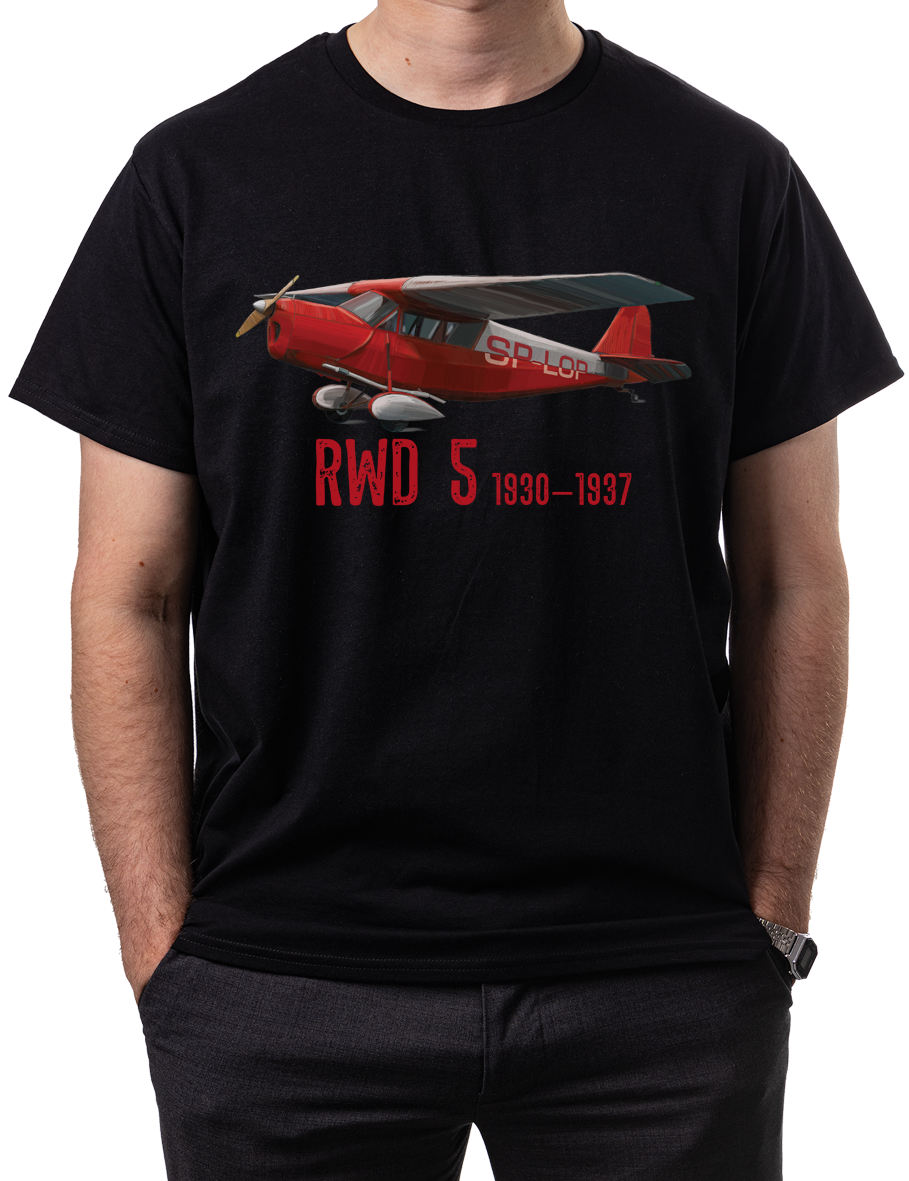 RWD-5 — koszulka (Kolor koszulki: czarny; Rozmiar: XS (męska); Rodzaj nadruku: RWD-5)