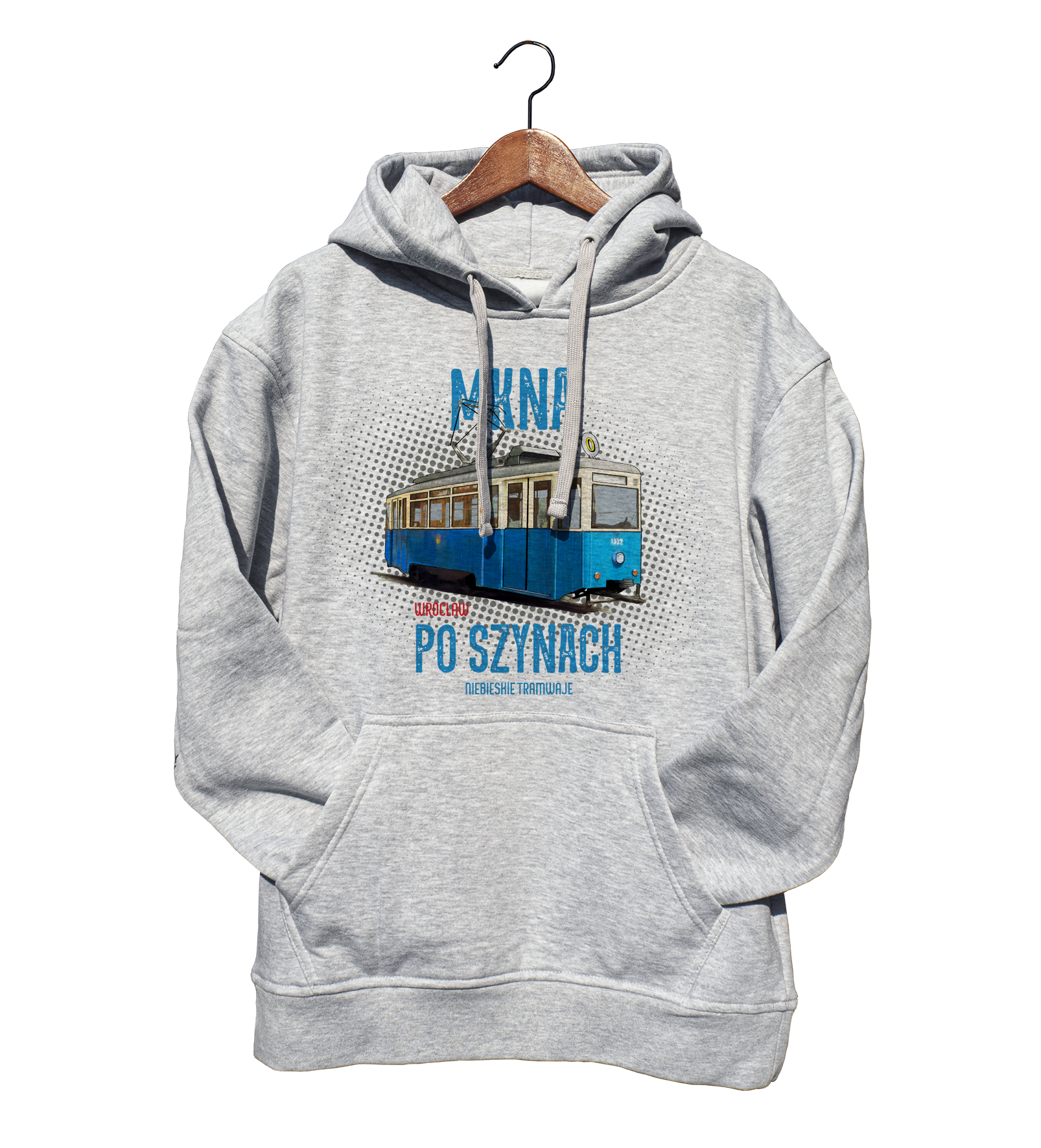 Konstal N — bluza (Rozmiar: M; Kolor bluzy: szary; Rodzaj nadruku: Konstal N — wrocławski tramwaj)