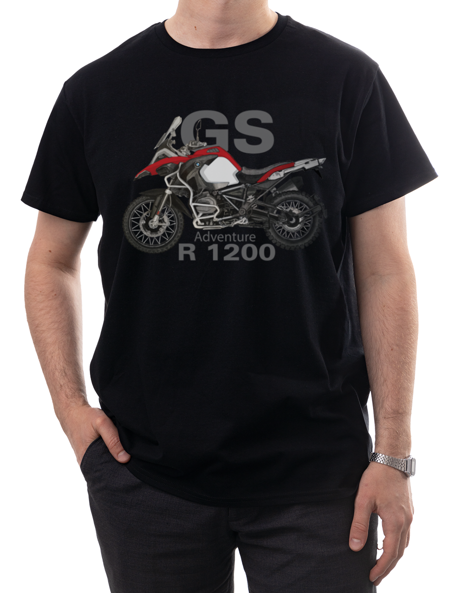 BMW GS — koszulka (Kolor koszulki: czarny; Rozmiar: XS (męska); Rodzaj nadruku: BMW GS)