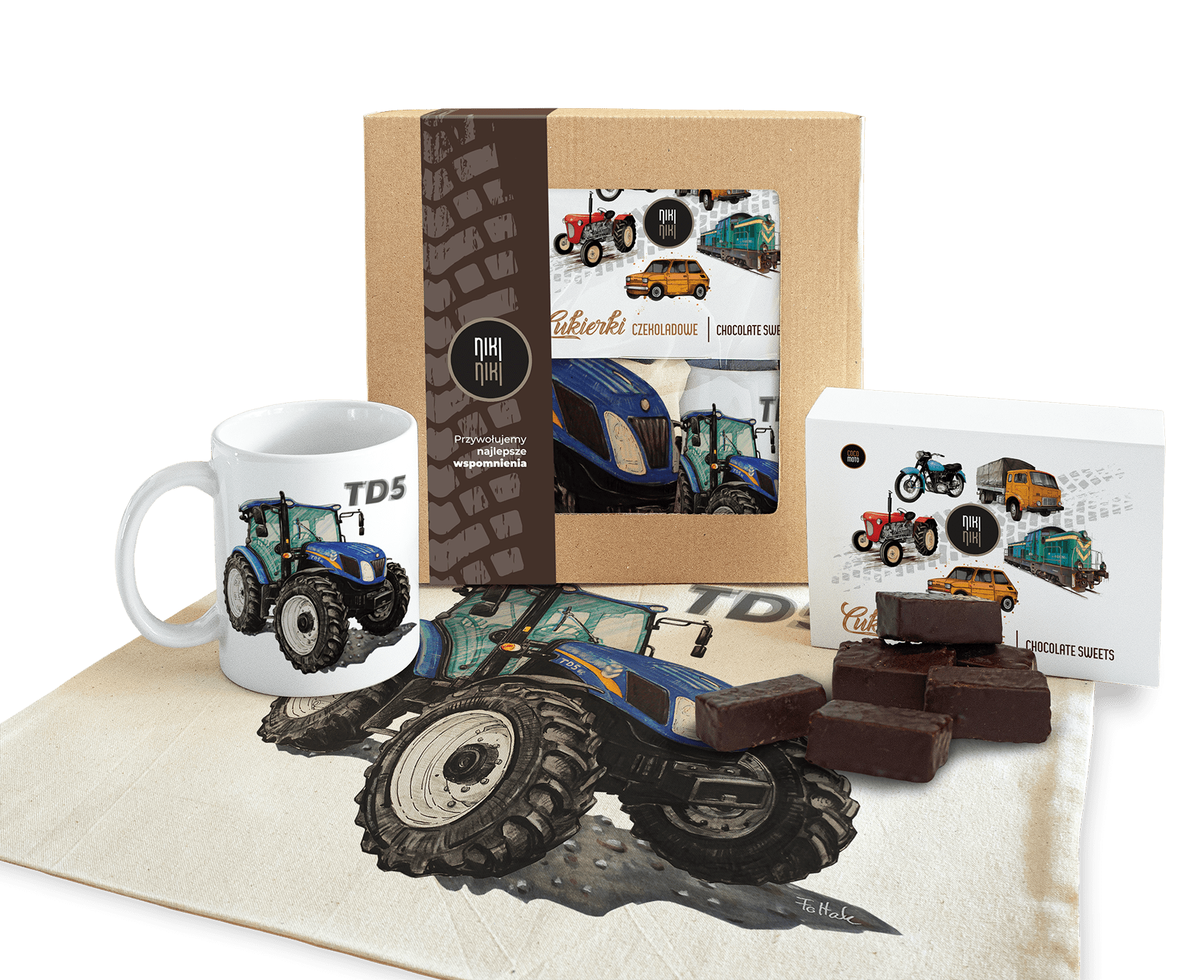 New Holland — paczka (Zawartość paczki: koszulka, torba, kubek, słodycze; Rozmiar koszulki / bluzy: 2 lata; Kolor koszulki / bluzy: biały; Rodzaj nadr