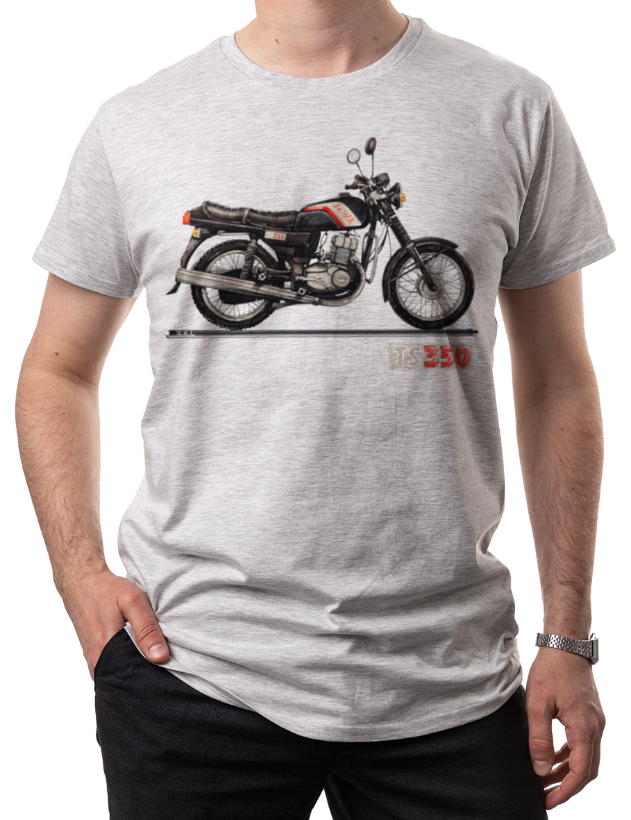 Jawa — koszulka (Kolor koszulki: jasnoszary melanż; Rozmiar: XXL (męska); Rodzaj nadruku: Jawa)