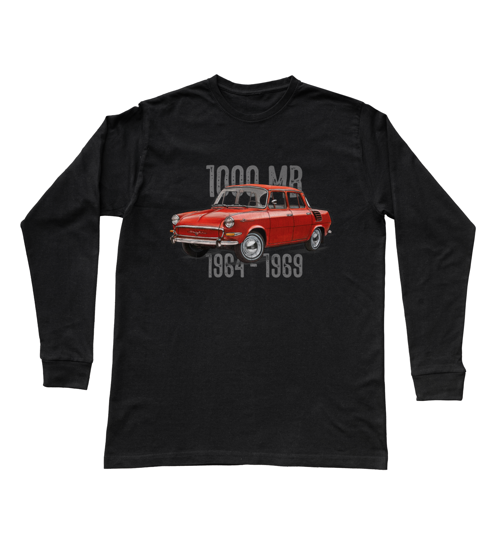 Škoda 1000 MB — bluzka z długim rękawem (Rozmiar: XL (dorosła); Kolor koszulki: czarny; Rodzaj nadruku: Škoda 1000 MB)