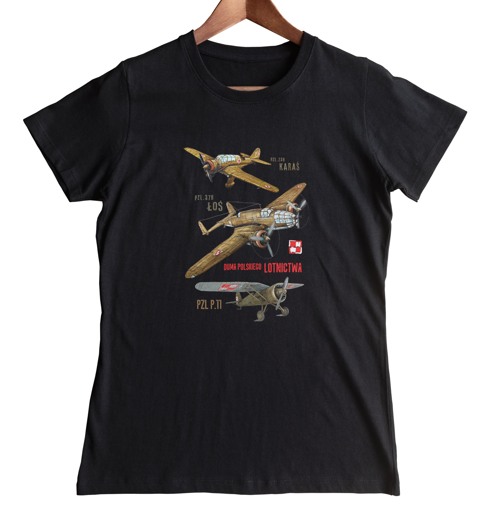 Koszulka dla fana samolotów (Kolor koszulki: czarny; Rozmiar: XXL (damska); Rodzaj nadruku: LOTMIX)