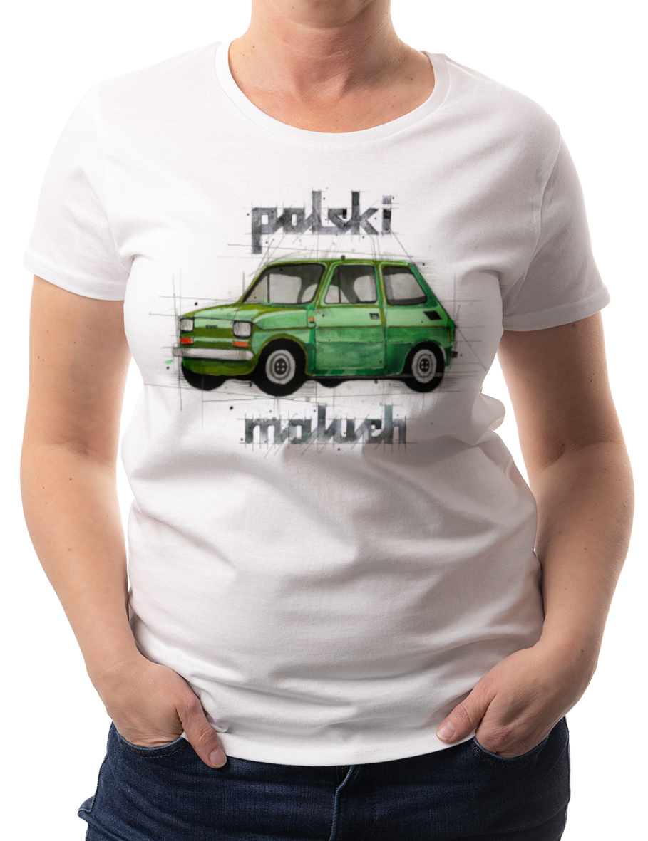 Maluch — koszulka (Kolor koszulki: biały; Rozmiar: M (damska); Rodzaj nadruku: Maluch)