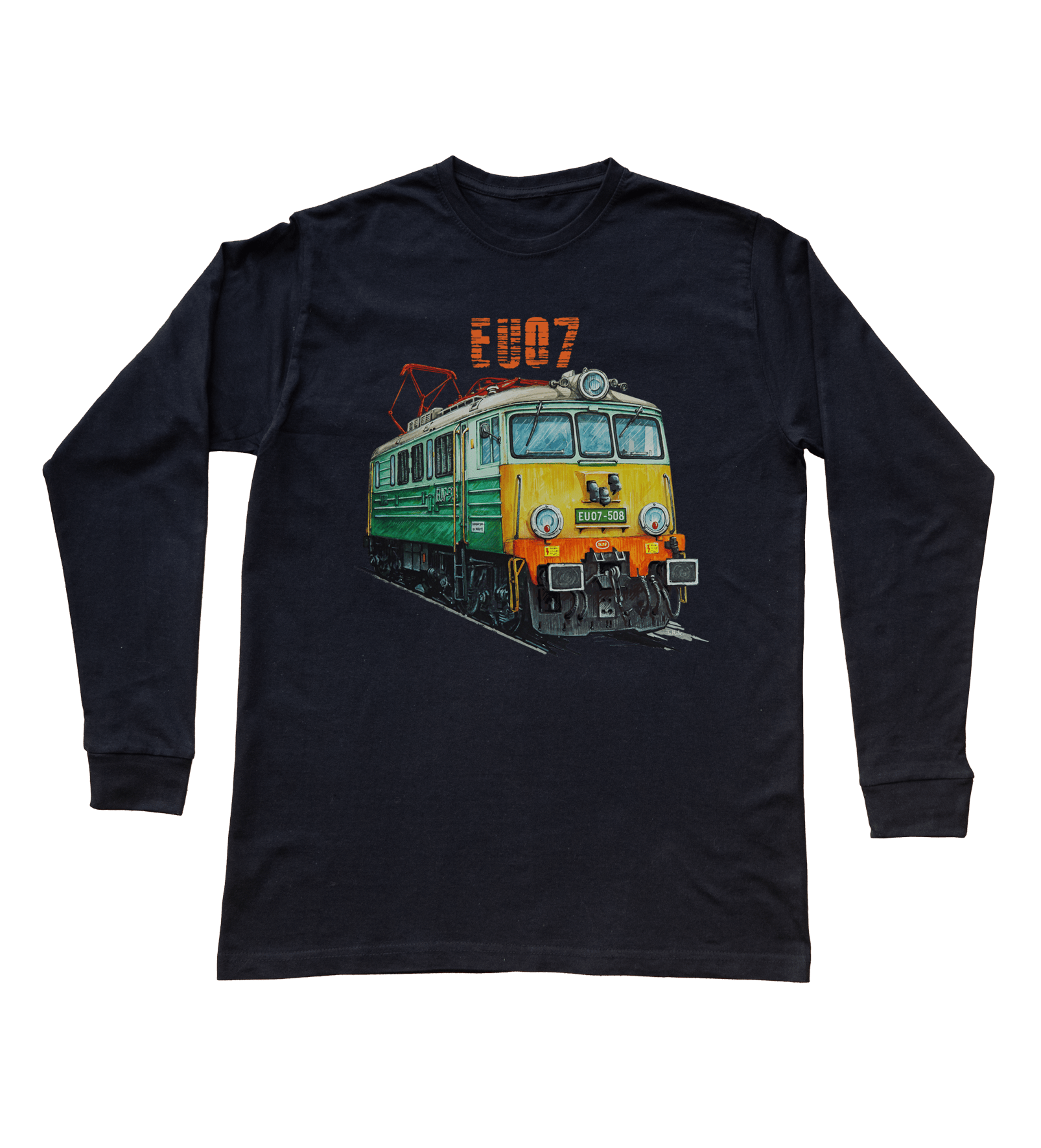 EU07 — bluzka z długim rękawem (Rozmiar: L (dorosła); Kolor koszulki: czarny; Rodzaj nadruku: EU07)