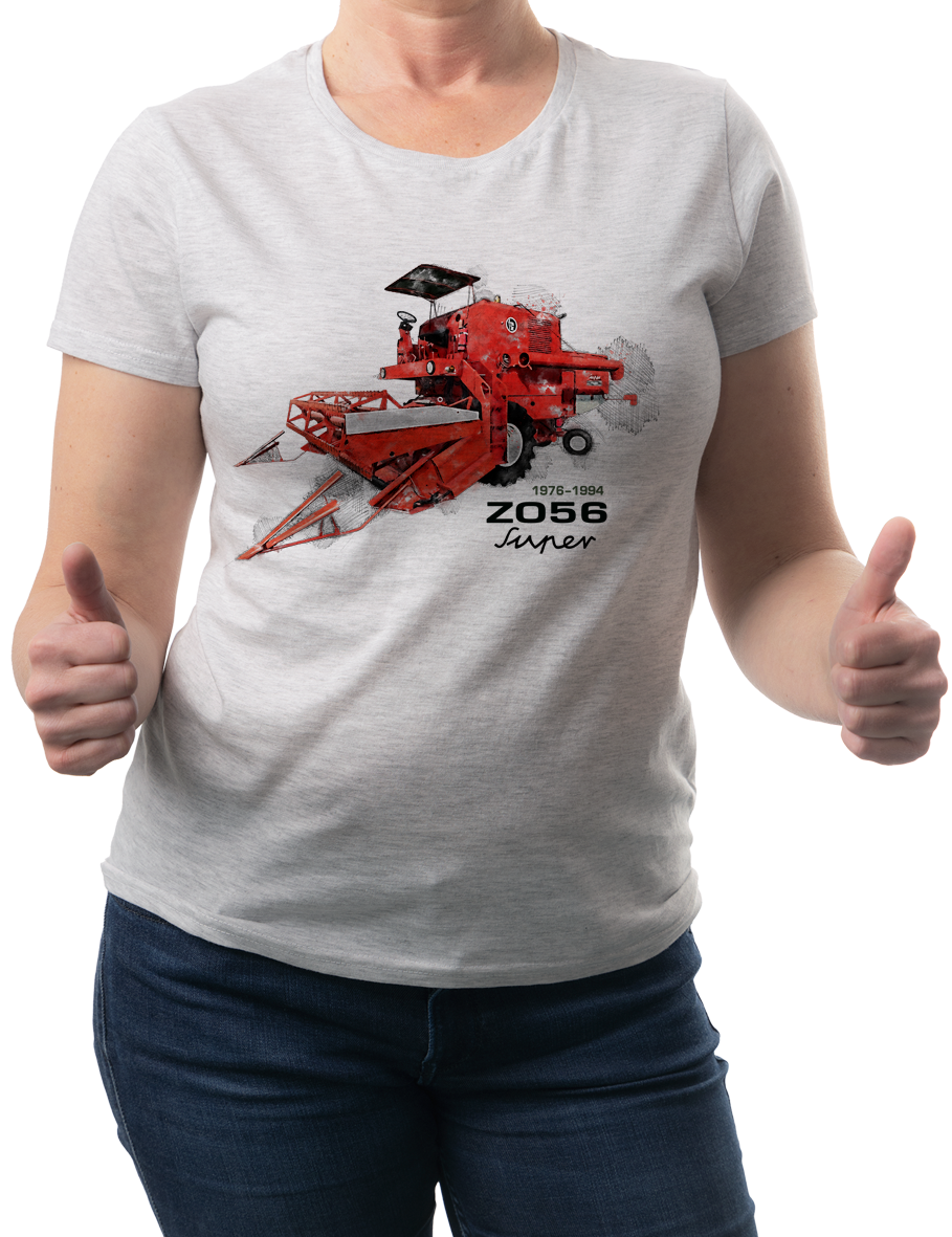 Bizon Super — koszulka (Kolor koszulki: jasnoszary melanż; Rozmiar: M (damska); Rodzaj nadruku: Bizon)