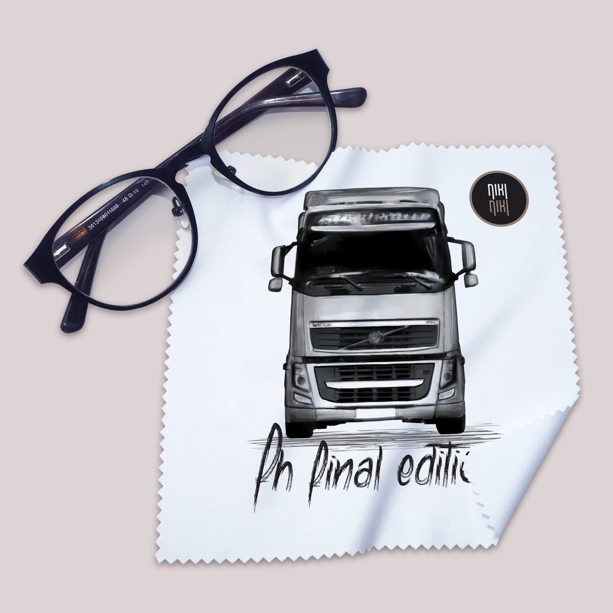 Volvo FH — ściereczka (Kolor nadruku: szary; Rodzaj nadruku: Volvo FH)