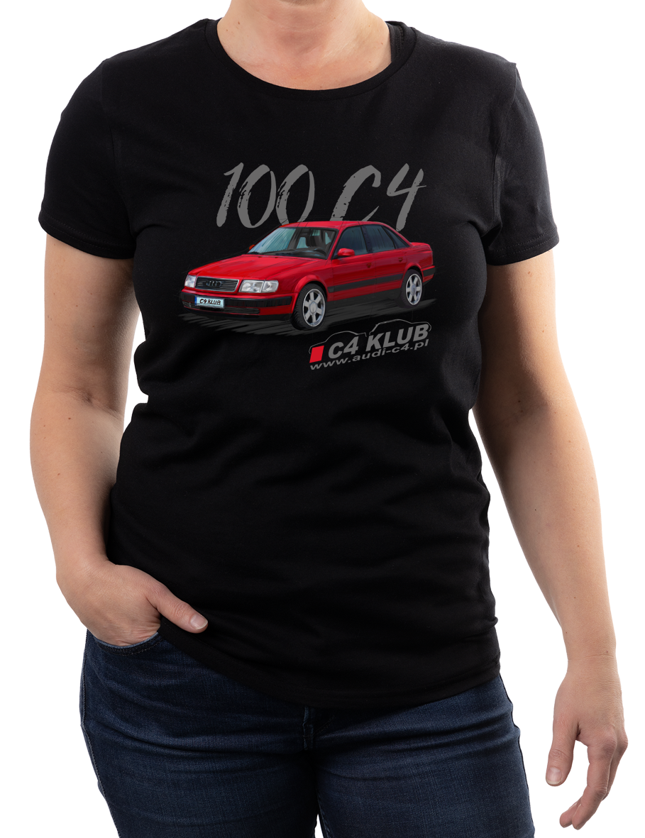 Audi C4 Zlot — koszulka (Kolor koszulki: czarny; Rozmiar: 3XL (damska); Rodzaj nadruku: Audi C4)