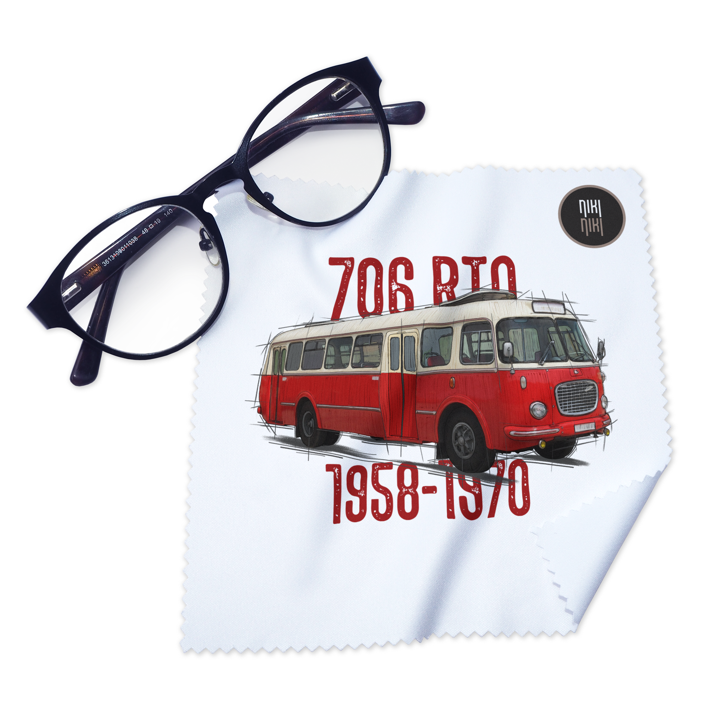 Škoda 706 RTO — ściereczka (Kolor nadruku: czerwony; Rodzaj nadruku: Škoda 706 RTO)