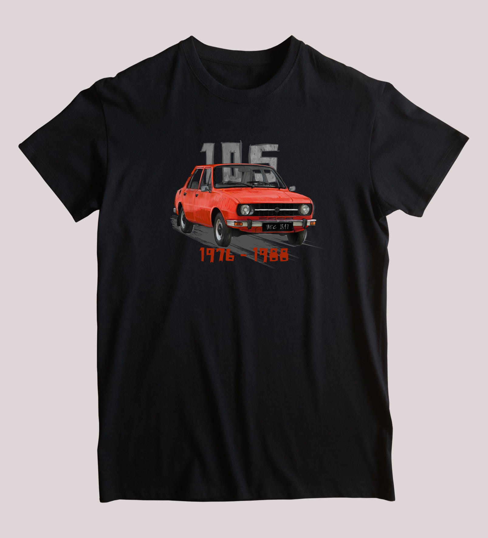 Škoda 105 — koszulka (Kolor koszulki: czarny; Rozmiar: 4XL (męska); Rodzaj nadruku: Škoda 105)