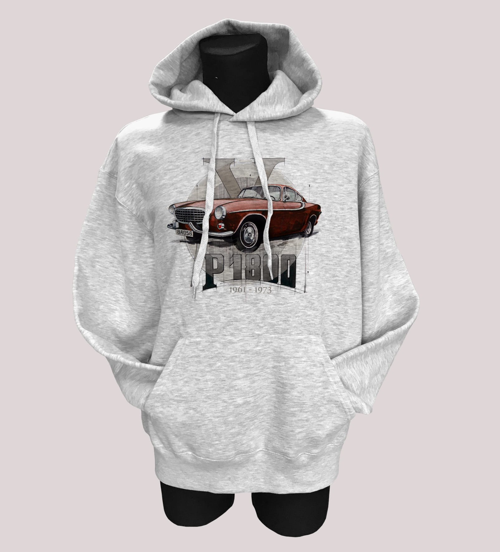 Volvo P1800 — bluza (Rozmiar: L; Kolor bluzy: szary; Rodzaj nadruku: Volvo P1800)