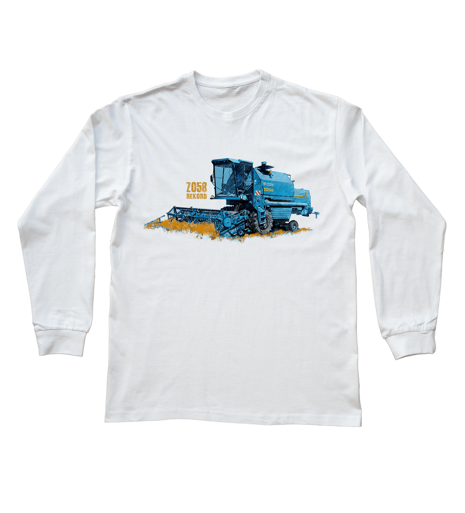 Bizon Rekord — bluzka z długim rękawem (Rozmiar: S (dorosła); Kolor koszulki: biały; Rodzaj nadruku: Bizon Rekord)