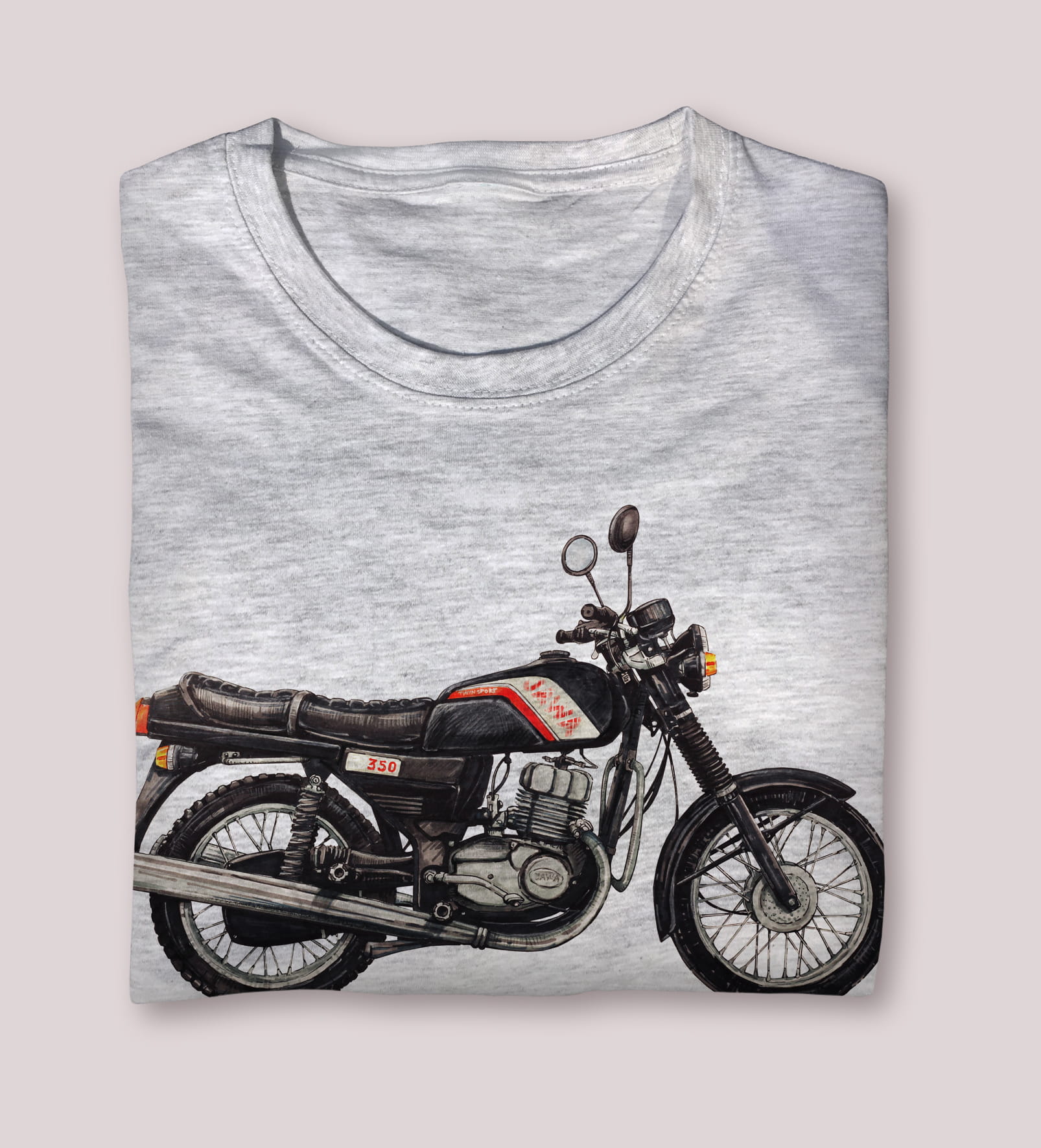 Jawa — koszulka (Kolor koszulki: jasnoszary melanż; Rozmiar: 7 - 8 lat; Rodzaj nadruku: Jawa)