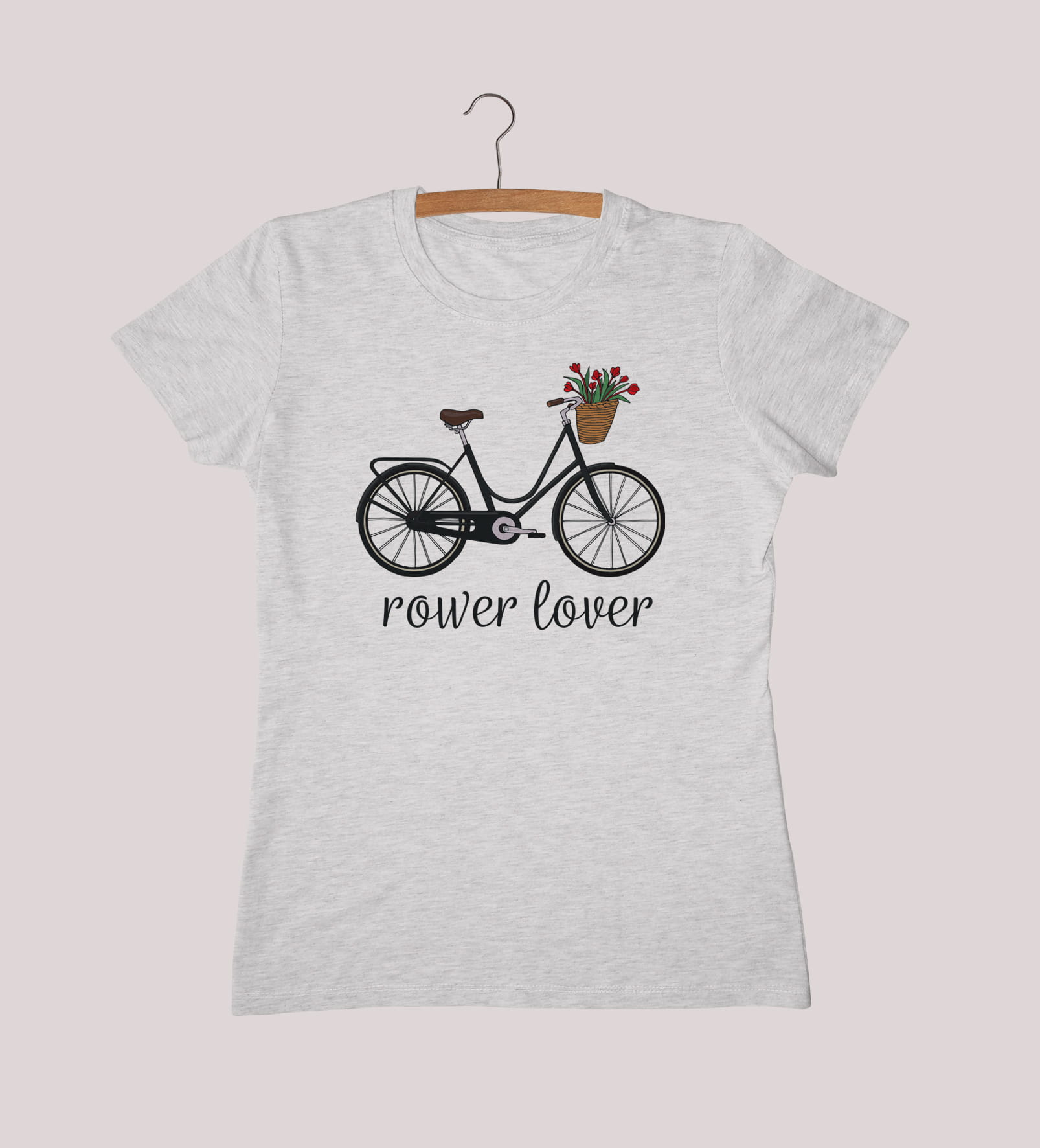 Damka — koszulka (Kolor koszulki: jasnoszary melanż; Rozmiar: L (damska); Rodzaj nadruku: Damka)