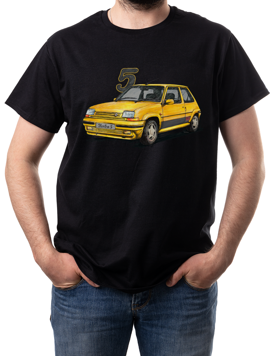 Renault 5 — koszulka (Kolor koszulki: czarny; Rozmiar: M (męska); Rodzaj nadruku: Renault 5)