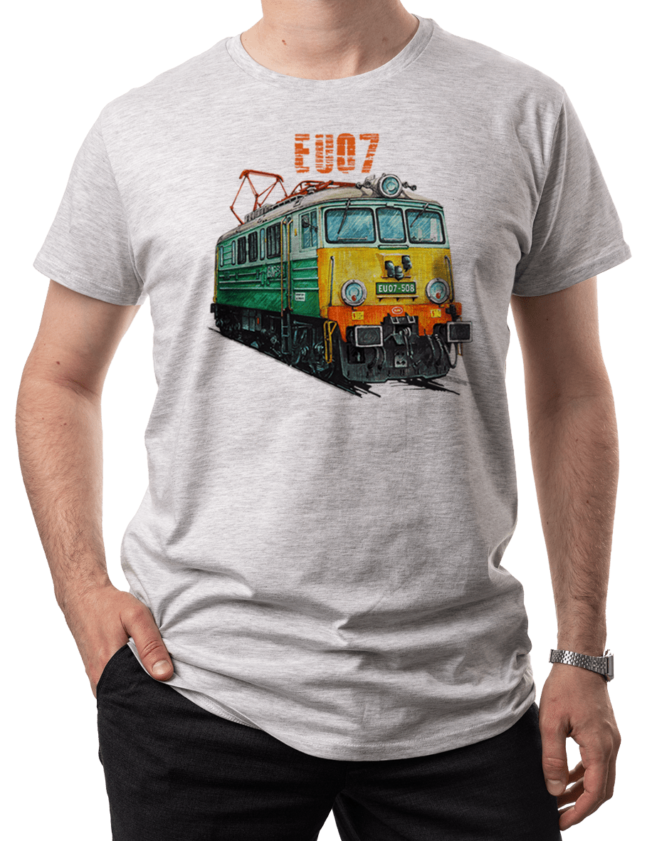 EU07 — koszulka (Kolor koszulki: jasnoszary melanż; Rozmiar: 3XL (męska); Rodzaj nadruku: EU07)