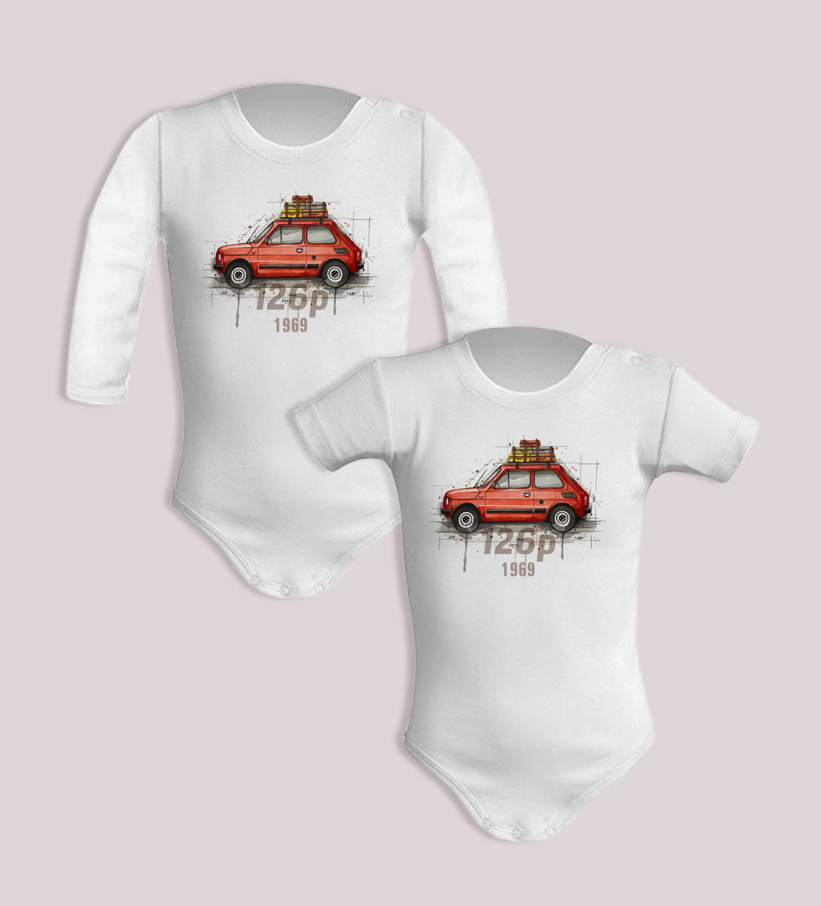 Fiat 126p — body (Rozmiar: 9M; Długość rękawa: długi; Kolor nadruku: niebieski; Rodzaj nadruku: Fiat 126P)