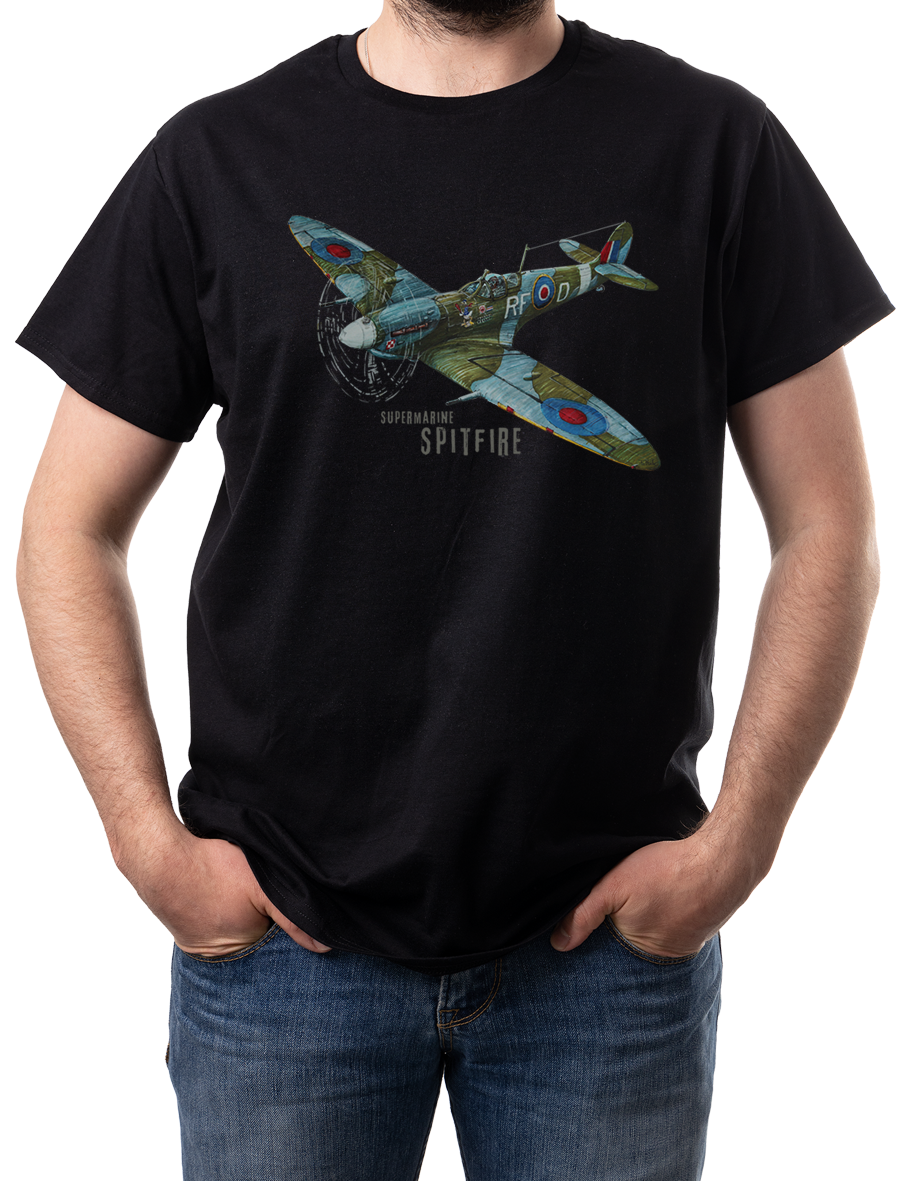 Supermarine Spitfire — koszulka (Kolor koszulki: czarny; Rozmiar: L (męska); Rodzaj nadruku: Supermarine Spitfire)