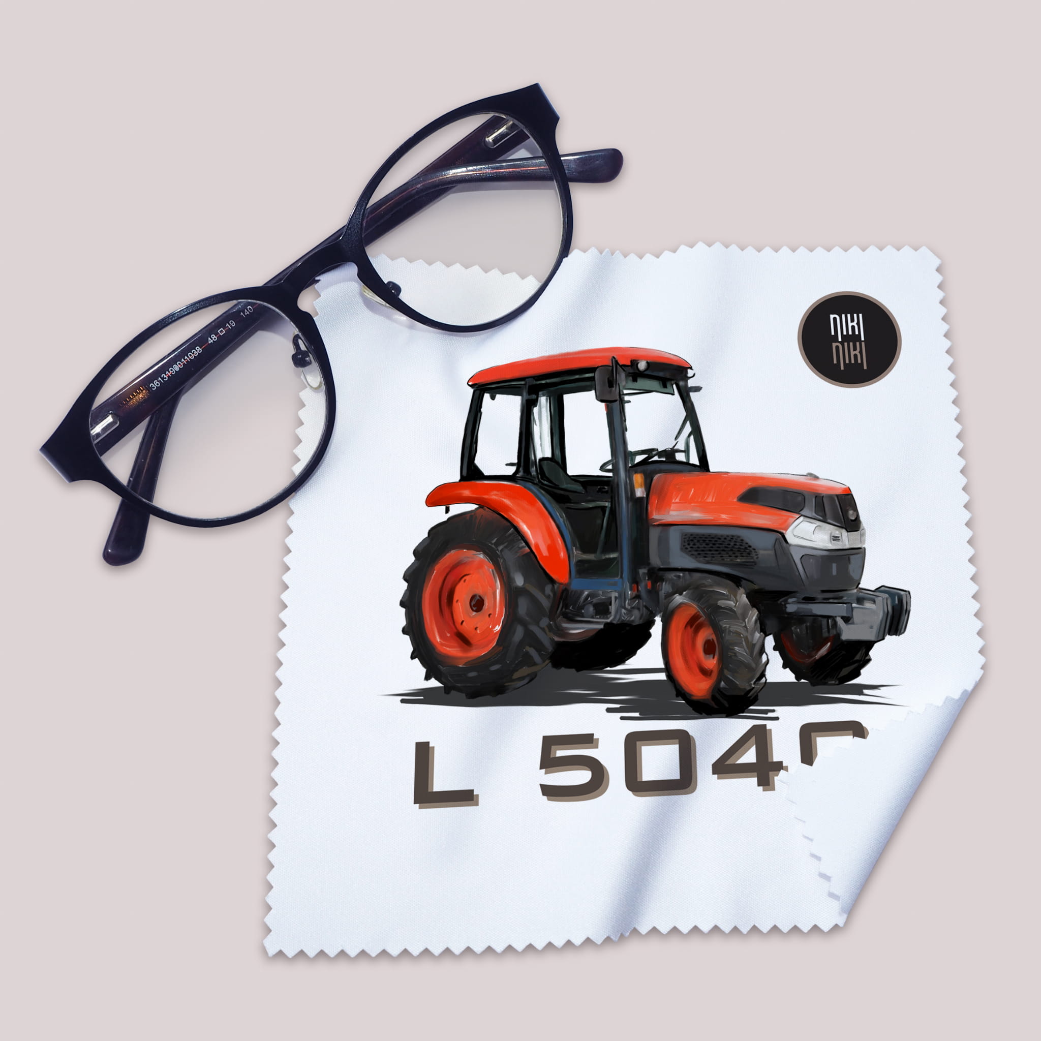 Kubota — ściereczka (Kolor nadruku: czerwony; Rodzaj nadruku: Kubota)