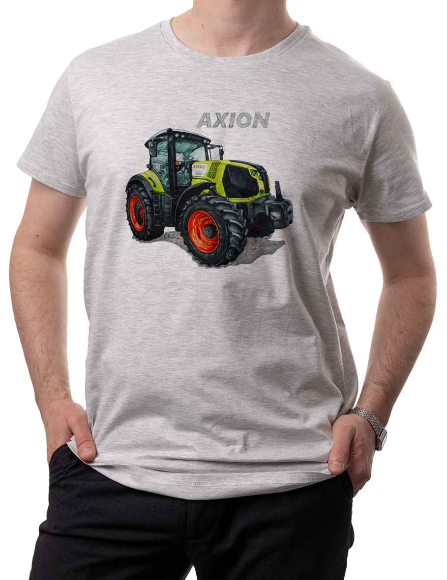 Claas — koszulka (Kolor koszulki: jasnoszary melanż; Rozmiar: XXL (męska); Rodzaj nadruku: Claas)