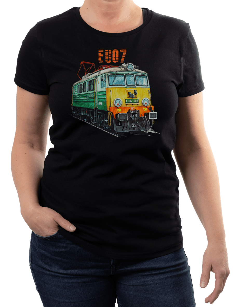 EU07 — koszulka (Kolor koszulki: czarny; Rozmiar: S (damska); Rodzaj nadruku: EU07)