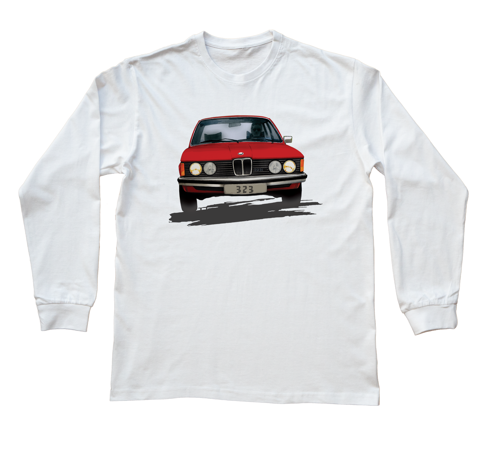 BMW 3 — bluzka z długim rękawem (Rozmiar: XS (dorosła); Kolor koszulki: biały; Rodzaj nadruku: BMW 3)