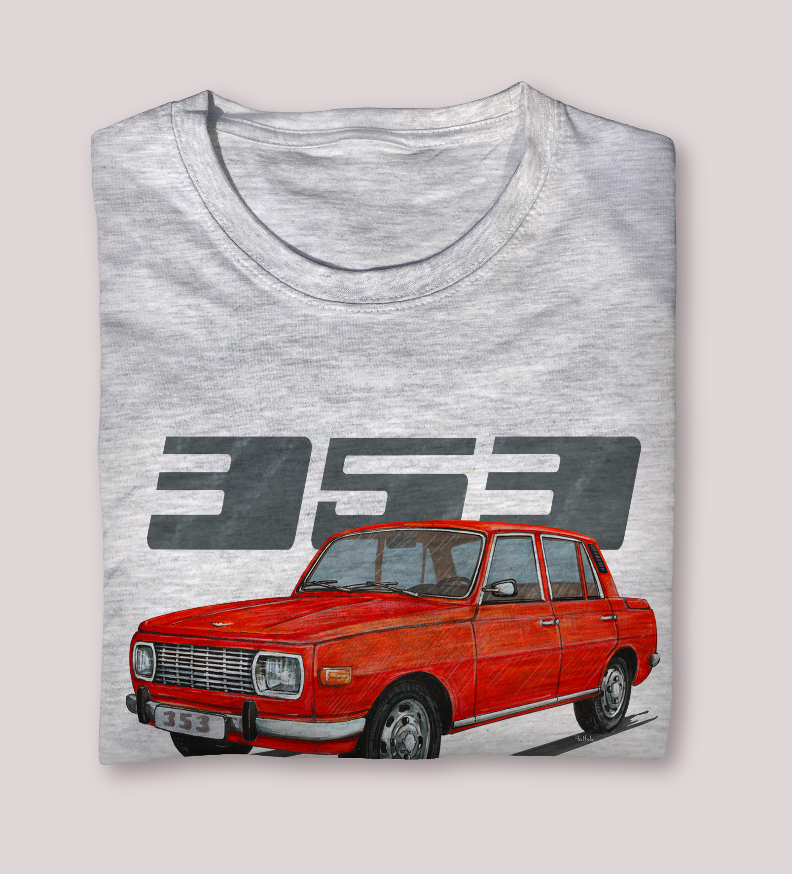 Wartburg — koszulka (Kolor koszulki: jasnoszary melanż; Rozmiar: 5 - 6 lat; Rodzaj nadruku: Wartburg)