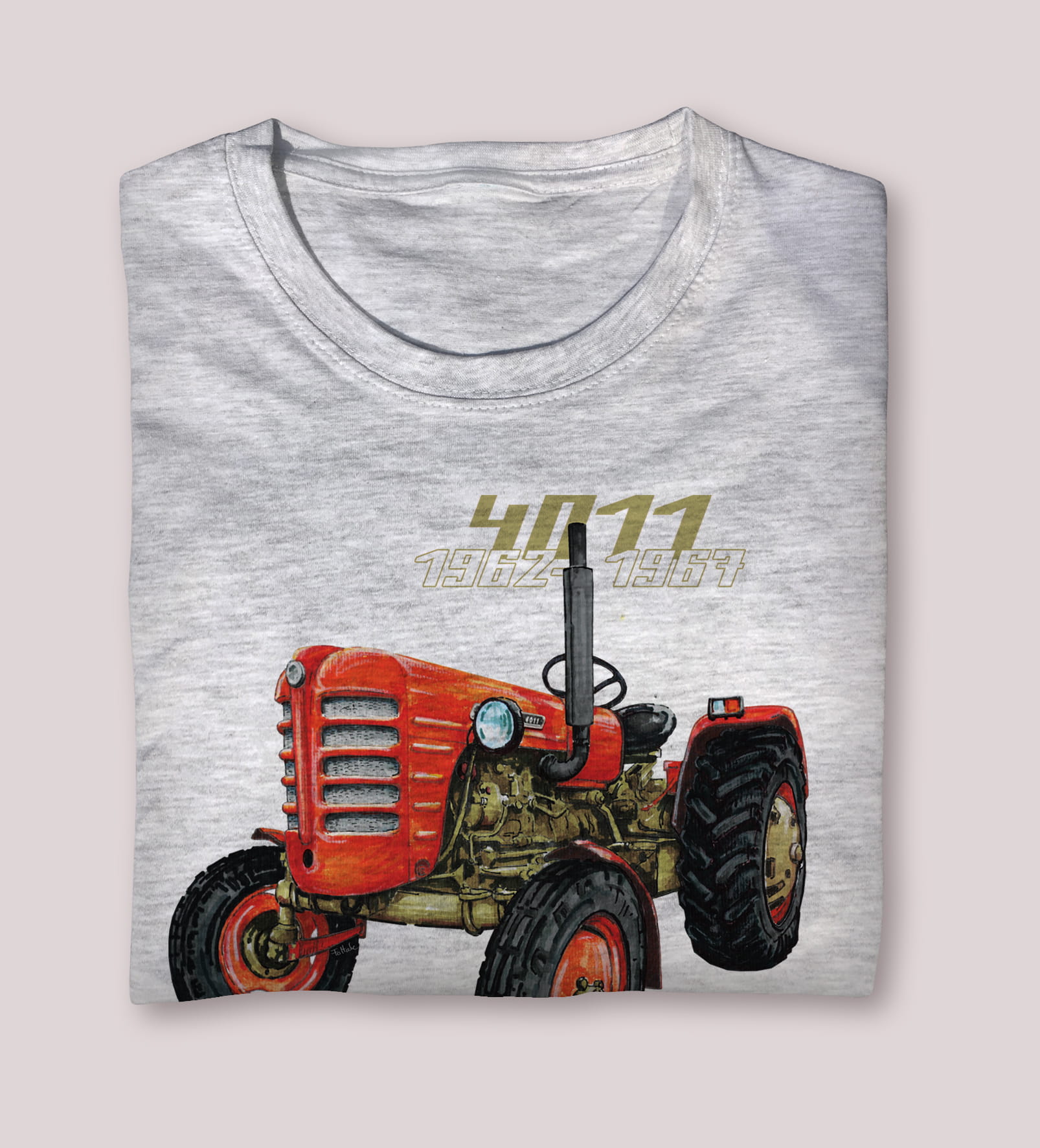 Zetor 4011 — koszulka (Kolor koszulki: jasnoszary melanż; Rozmiar: 3 - 4 lata; Rodzaj nadruku: Zetor 4011)