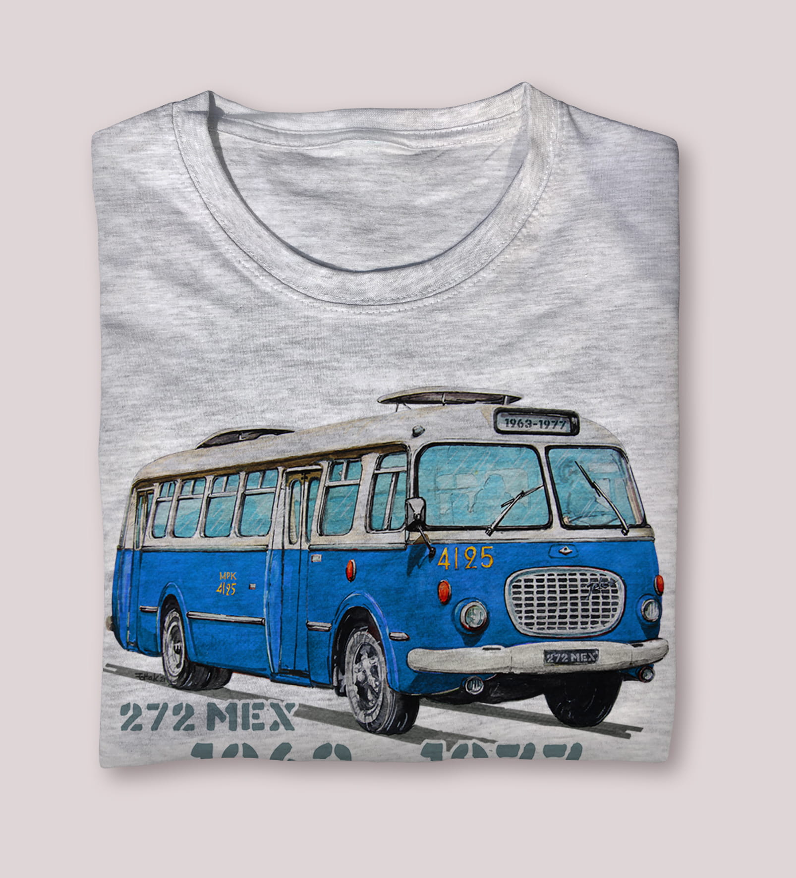 Jelcz 272 MEX — koszulka (Kolor koszulki: jasnoszary melanż; Rozmiar: 5XL (męska); Rodzaj nadruku: Jelcz 272 MEX)