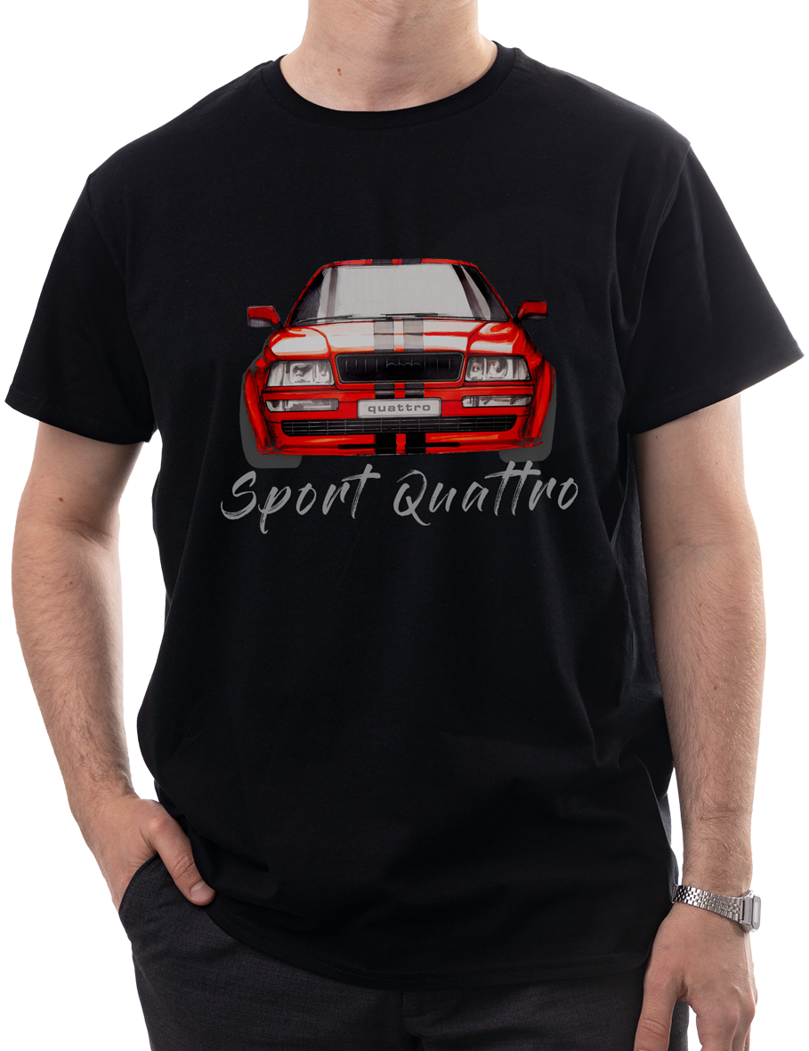 Audi S2 — koszulka (Kolor koszulki: czarny; Rozmiar: 3XL (męska); Rodzaj nadruku: Audi)