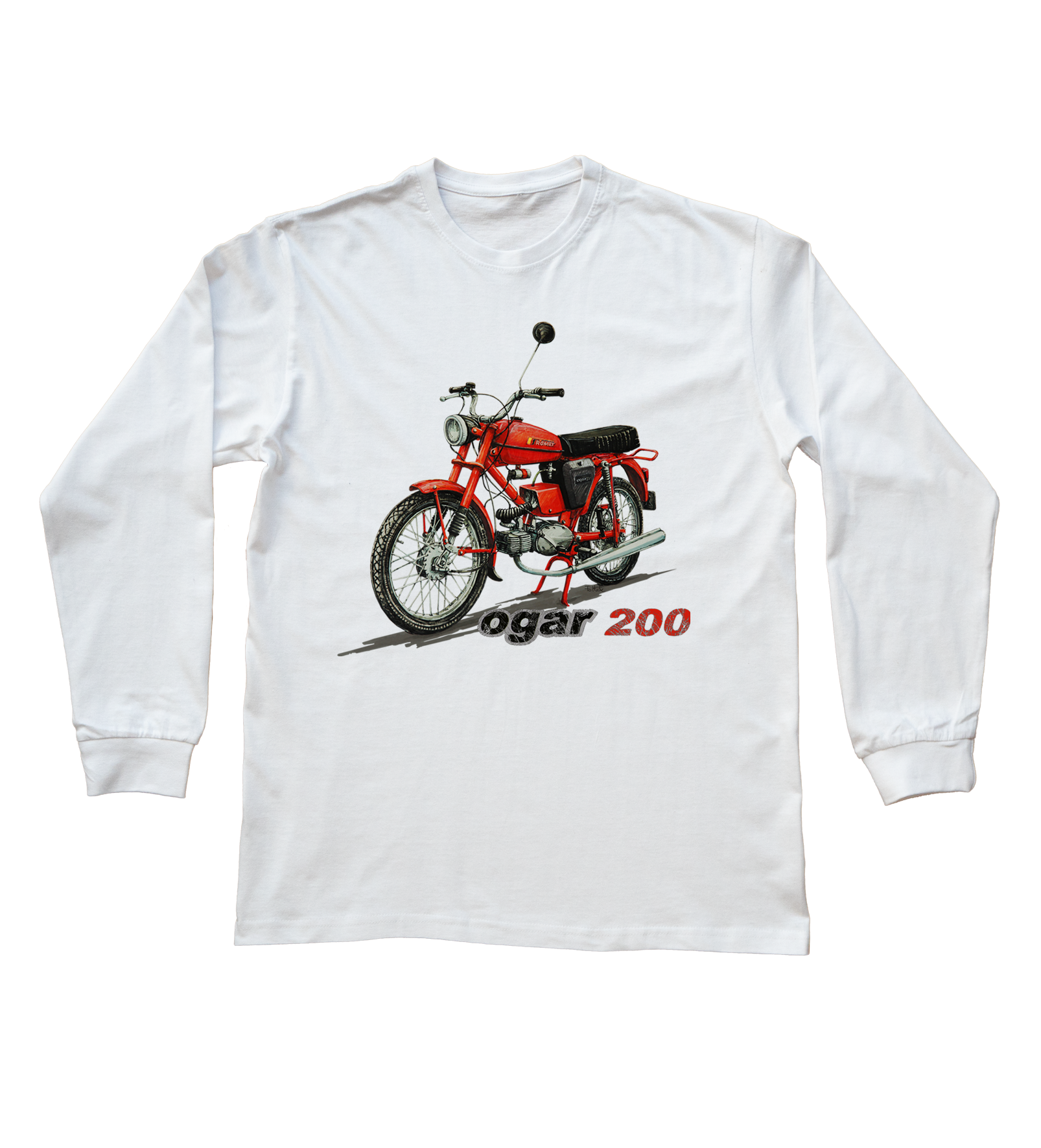 Ogar — bluzka z długim rękawem (Rozmiar: 3 - 4 lata; Kolor koszulki: biały; Rodzaj nadruku: Romet Ogar 200)