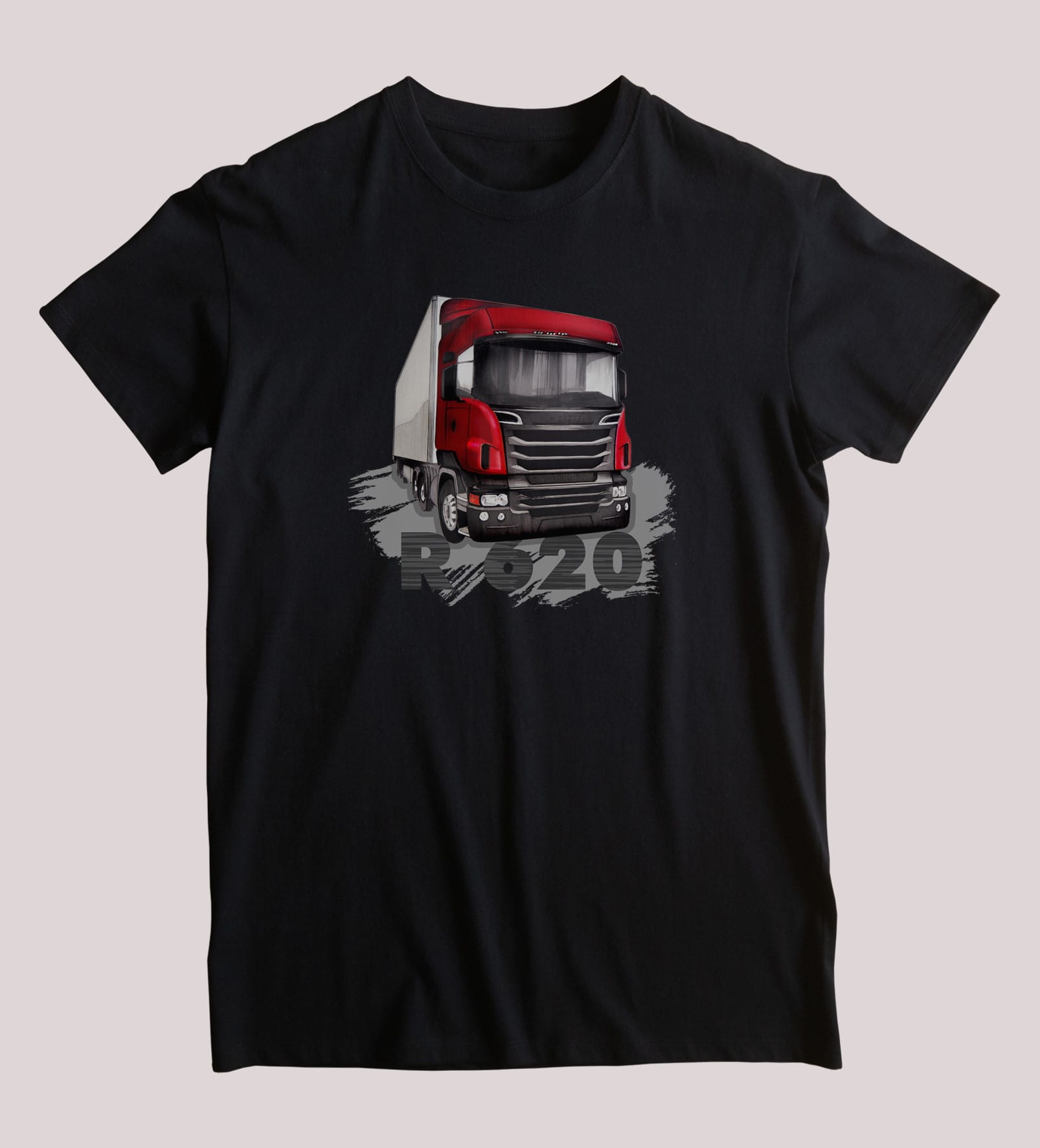 Scania — koszulka (Kolor koszulki: czarny; Rozmiar: 5XL (męska); Rodzaj nadruku: Scania R620)