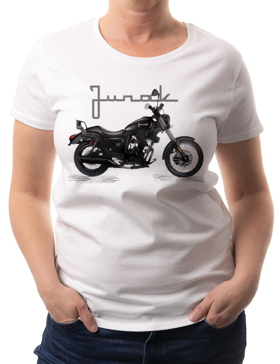 Junak M12 — koszulka (Kolor koszulki: biały; Rozmiar: XL (damska); Rodzaj nadruku: Junak M12)