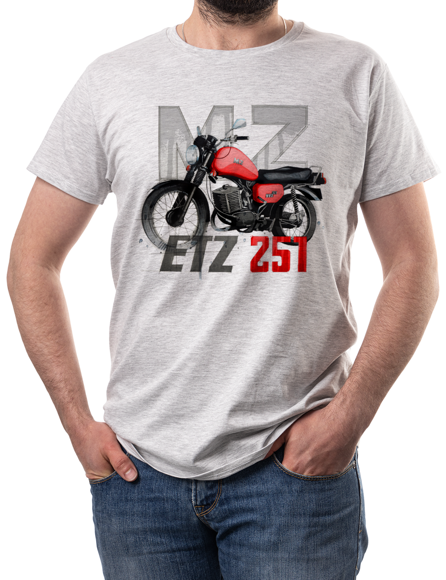 MZ ETZ 251 — koszulka (Kolor koszulki: jasnoszary melanż; Rozmiar: L (męska); Rodzaj nadruku: MZ ETZ 251)