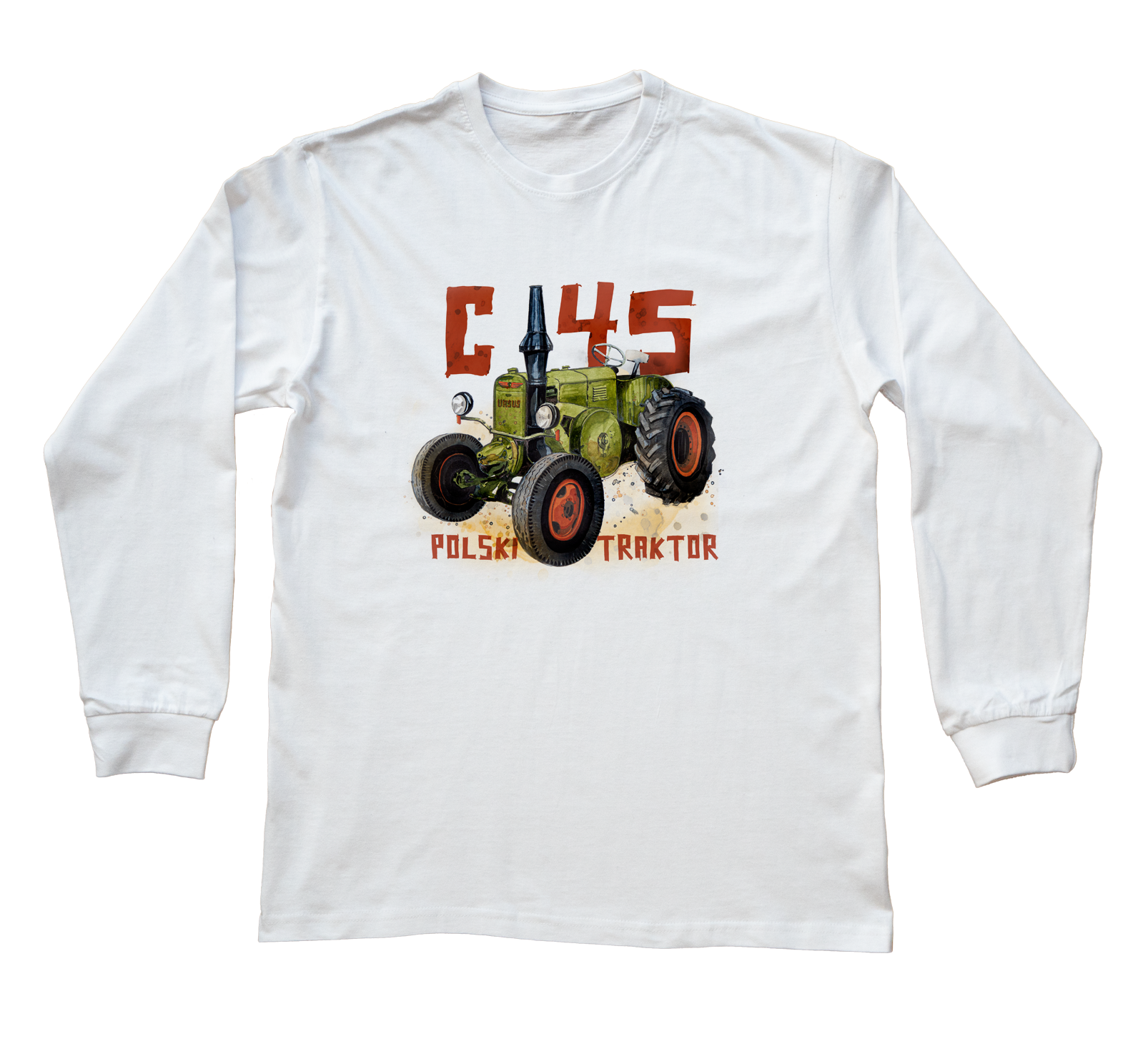 Ursus C-45 — bluzka z długim rękawem (Rozmiar: 3XL (dorosła); Kolor koszulki: biały; Rodzaj nadruku: Ursus C-45)